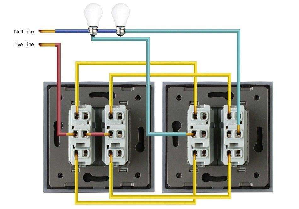 Монтаж проводки в частном доме - схема проходного выключателя
